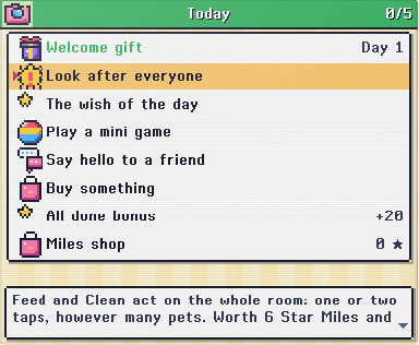 The Today list of small daily tasks